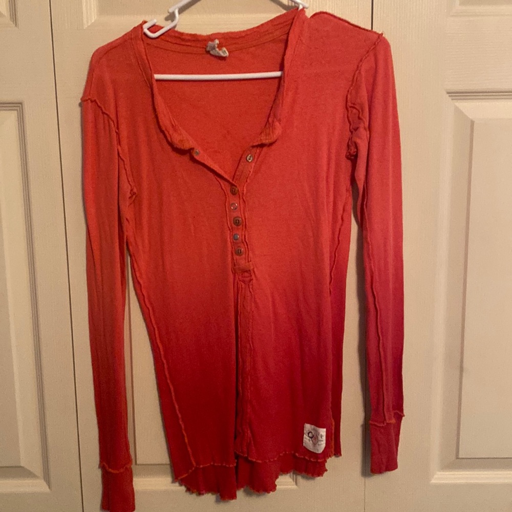 Ombré long sleeve half button up